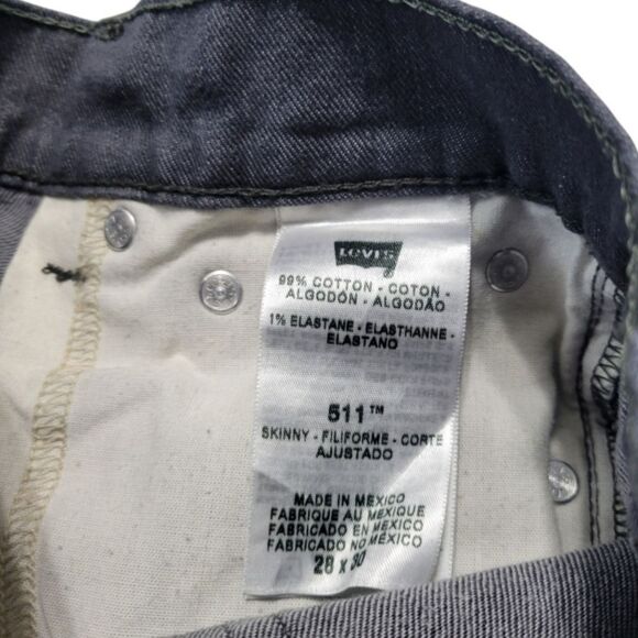 Levi's Jeans Size 28 W28"xL27.5" Men's Levi's 511 Skinny Jeans Gray Denim Pants - Picture 7 of 7